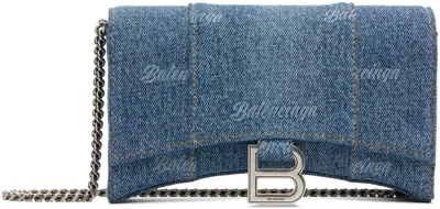 Balenciaga Blue Hourglass Wallet On Chain Bag In 4317 Pale Blue
