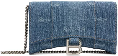 Balenciaga Blue Hourglass Wallet On Chain Bag