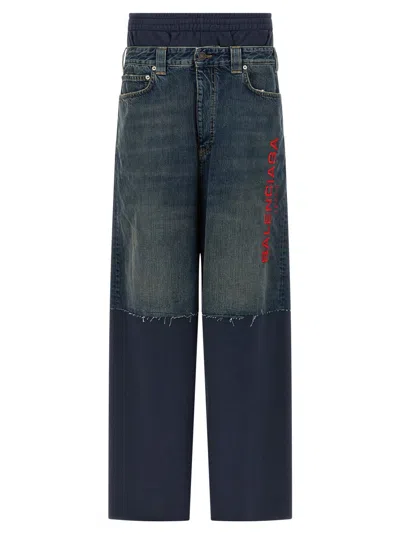 BALENCIAGA BLUE INSERT JOGGERS JEANS