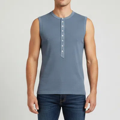 Pre-owned Balenciaga Blue Jersey Sleeveless Henley Tank Top Xl