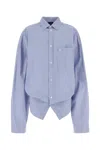 Balenciaga Long-sleeved Knotted Shirt In Blue