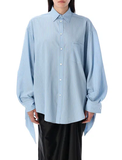 BALENCIAGA BLUE KNOTTED CUFF SHIRT