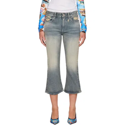 Balenciaga Blue Lace Flared Capri Jeans In 4200 Light Blue