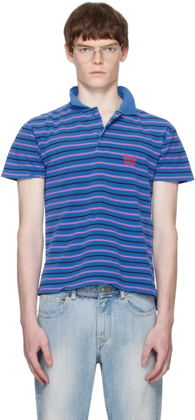 BALENCIAGA BLUE LAUREL CLASSIC FITTED POLO