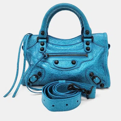 Pre-owned Balenciaga Blue Leather Le City Mini Bag