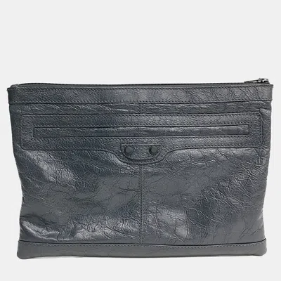 Pre-owned Balenciaga Blue Leather New Classic Clutch