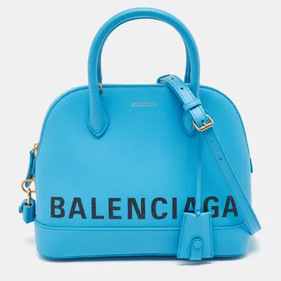 Pre-owned Balenciaga Blue Leather Small Ville Bag