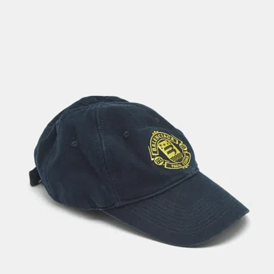 Pre-owned Balenciaga Blue Logo Embroidered Canvas Quest Cap L