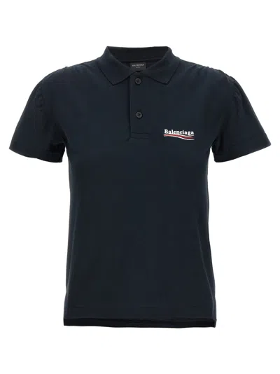 BALENCIAGA BLUE LOGO EMBROIDERY POLO SHIRT