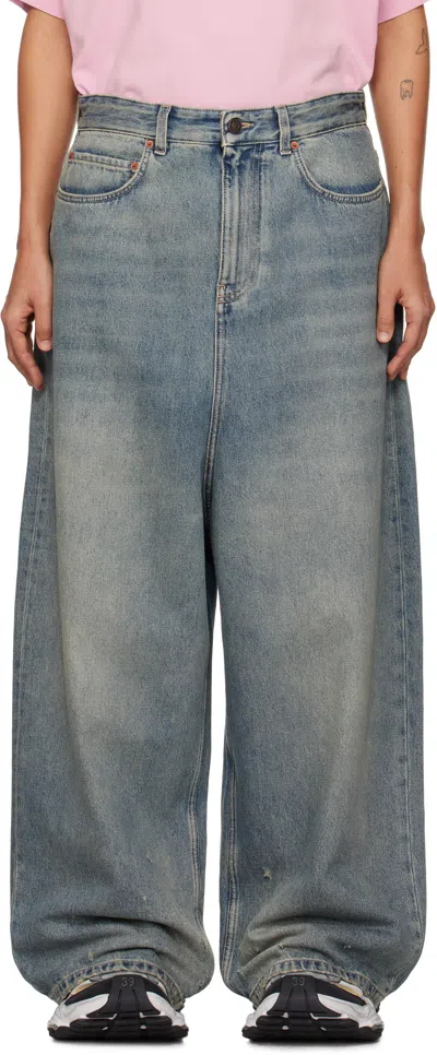 Balenciaga Blue Low Crotch Jeans In 2204 Blue Rust