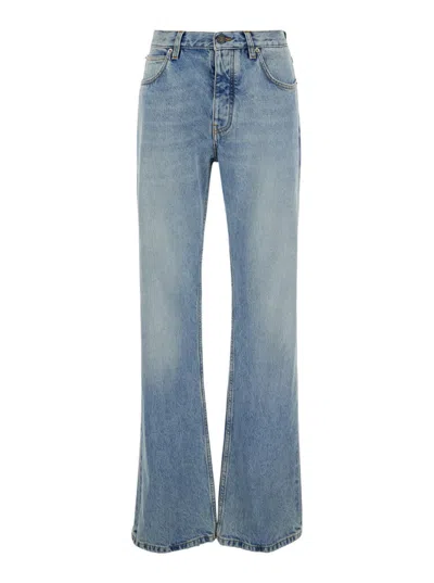 BALENCIAGA BLUE LOW WAISTED STRAIGHT JEANS