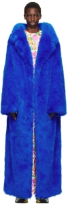 Balenciaga Maxi Faux Fur Coat In In 4210 Royal Blue