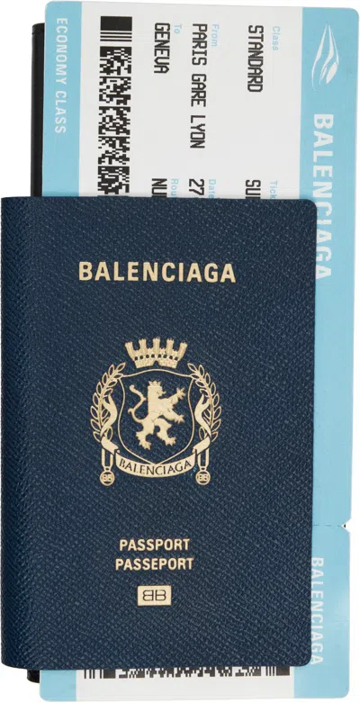 BALENCIAGA BLUE PASSPORT LONG 1 TICKET WALLET
