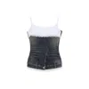 Balenciaga Denim Top With Lace Trim And Rhinestone Embellishments In Gray