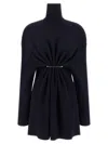 Balenciaga Pinched Navy Mini Dress In Wool And Cotton Women In Blue