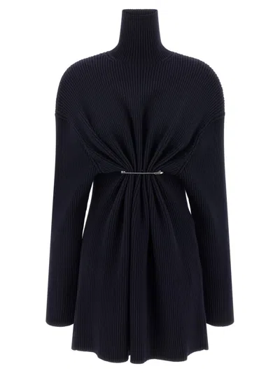 BALENCIAGA WOMEN NAVY BLUE PINCHED MINI DRESS