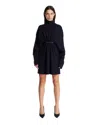 Balenciaga Pinched Navy Mini Dress In Wool And Cotton Women In Black