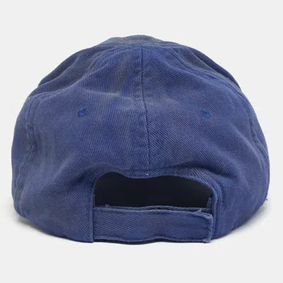 Pre-owned Balenciaga Blue Political Campaign Cotton Distressed Baseball Cap L