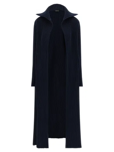 BALENCIAGA BLUE RIBBED CARDIGAN