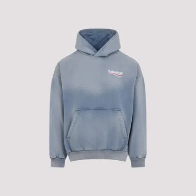 BALENCIAGA BLUE SHADED LOGO HOODIE