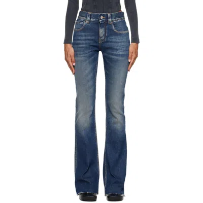 Balenciaga Blue Slim Fit Bootcut Jeans In 5002 Dark Blue
