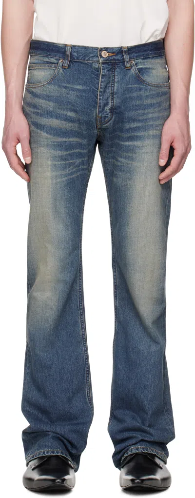 Balenciaga Blue Straight Fit Jeans In 3020