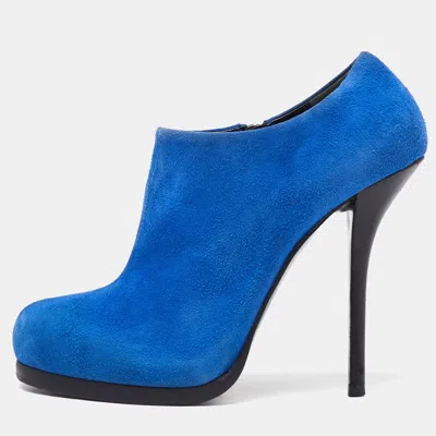 Pre-owned Balenciaga Blue Suede Ankle Booties Size 39