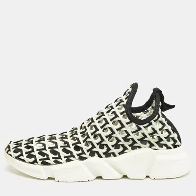Pre-owned Balenciaga Blue/black Woven Fabric Speed Slip On Sneakers Size 40