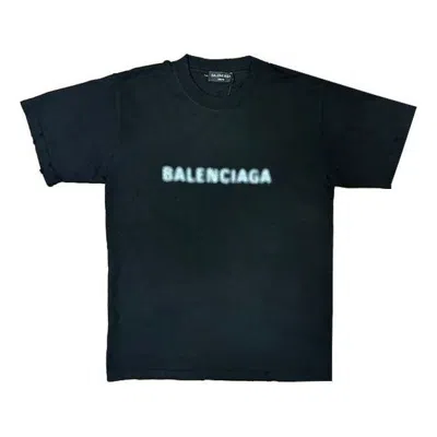 Balenciaga Blurred Logo T-shirt 'black Blue'