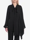 Balenciaga Asymmetric Black Silk Blouse With Scarf Women In Black