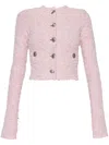 Balenciaga Cotton Blend Blush Pink Sweater With Logo-embossed Buttons In Pink
