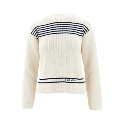 Balenciaga Boat-neck Cotton Sweater In Beige
