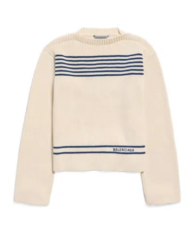 Balenciaga Women's Boatneck Sweater In Navy/white In Multi