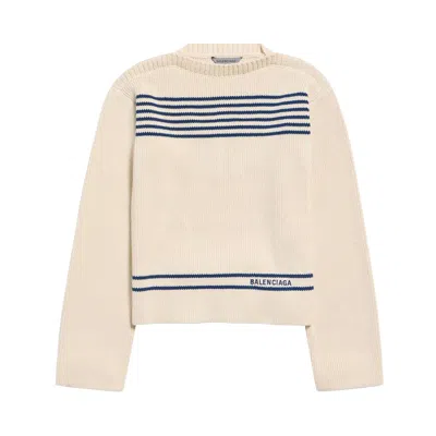 Pre-owned Balenciaga Boatneck Sweater 'navy/white' | Blue | Women's Size S