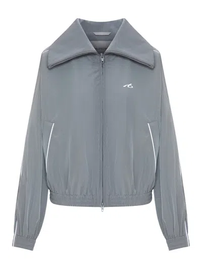 Balenciaga Bodies High Neck Jacket In Technical Cotton Poplin In Gray