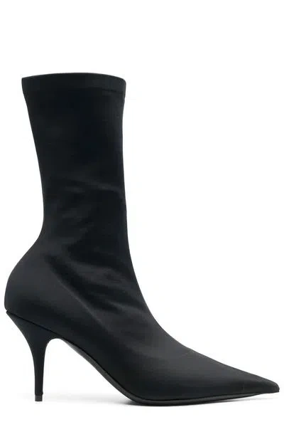 Balenciaga Bold & Edgy: Suede Knife Slip-on Boots For Women In Black