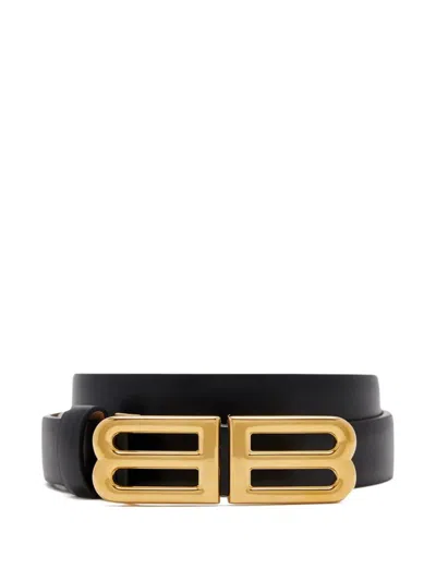 Balenciaga Bolero Bb Leather Belt In Black