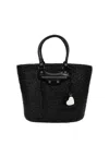 Balenciaga Large Structured Raffia Shopping Bag In Black