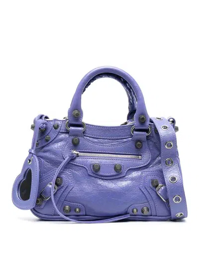 Balenciaga Le Cagole Small Leather Shoulder Bag In Purple