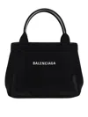 Balenciaga Navy Cabas Small Canvas Tote Bag In Black