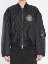 Balenciaga Men Bomber Jacket With Logo In Black