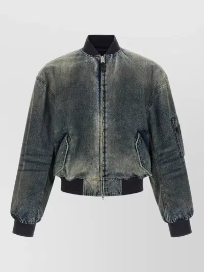Balenciaga Bomber Jacket Ribbed Cuffs Hem Pockets In Metallic