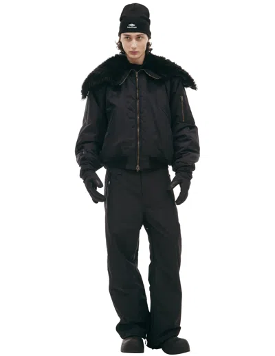 Balenciaga Bomber With Fur Collar In Black