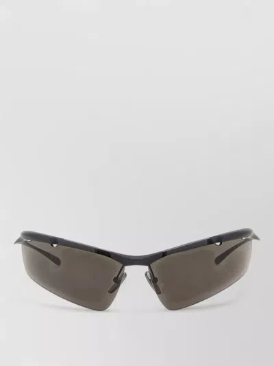 Balenciaga Boomerang Rimless Shield Sunglasses Dark Lenses In Black