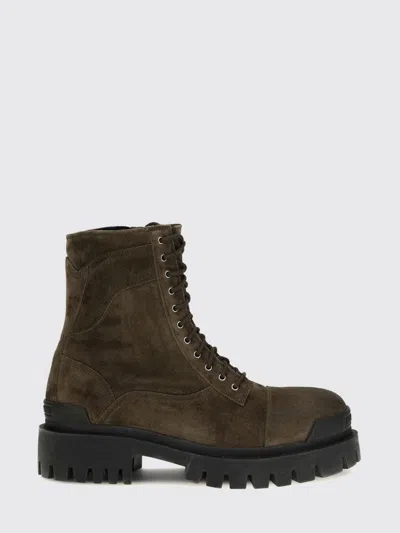 Balenciaga Boot Men Color Olive In Animal Print