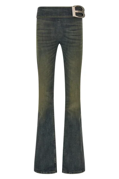 Balenciaga 'bootcut Buckle' Jeans In Blue