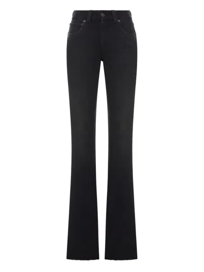 Balenciaga Cotton Flared Raw Hem In Black