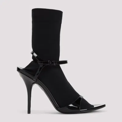 Balenciaga Avenue Sock Black Sandal In Patent Leather And Mesh