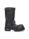Balenciaga Textured Leather Ankle Boots With Chunky Sole In Black
