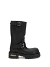 Balenciaga Worn Leather Mid-calf Chunky Sole Boots In Black